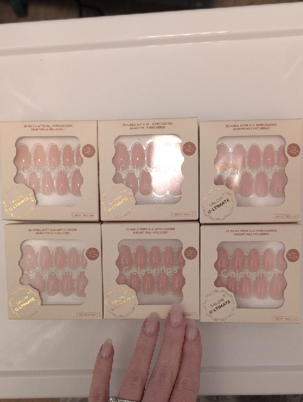 Lot Of 6 NEW Celebritips Salon Ultimate Round Short Nails Pink Clean Pink - Picture 4 of 4